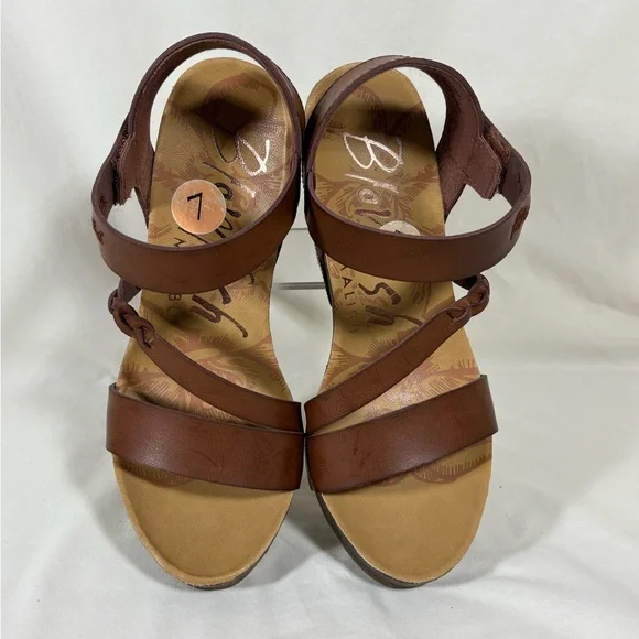 Blowfish Malibu Hazard Braid Brown Cork Wedge Platform Sandals Women's 7 - Picture 4 of 10